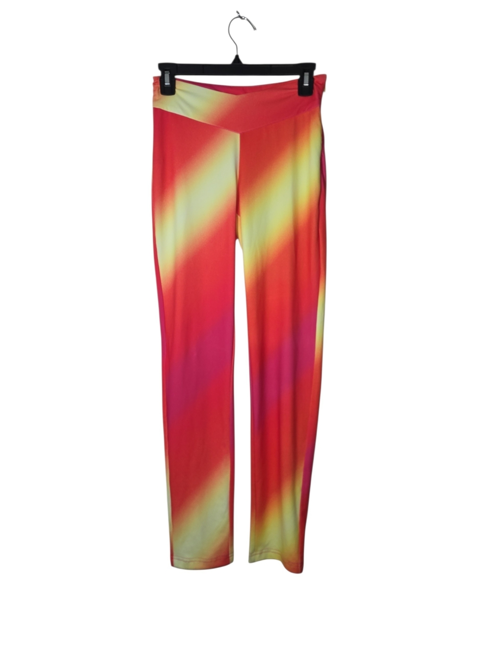 I.AM.GIA Sunset Ombre V-Front Flare Leg Pants Yellow Pink Striped Size XS